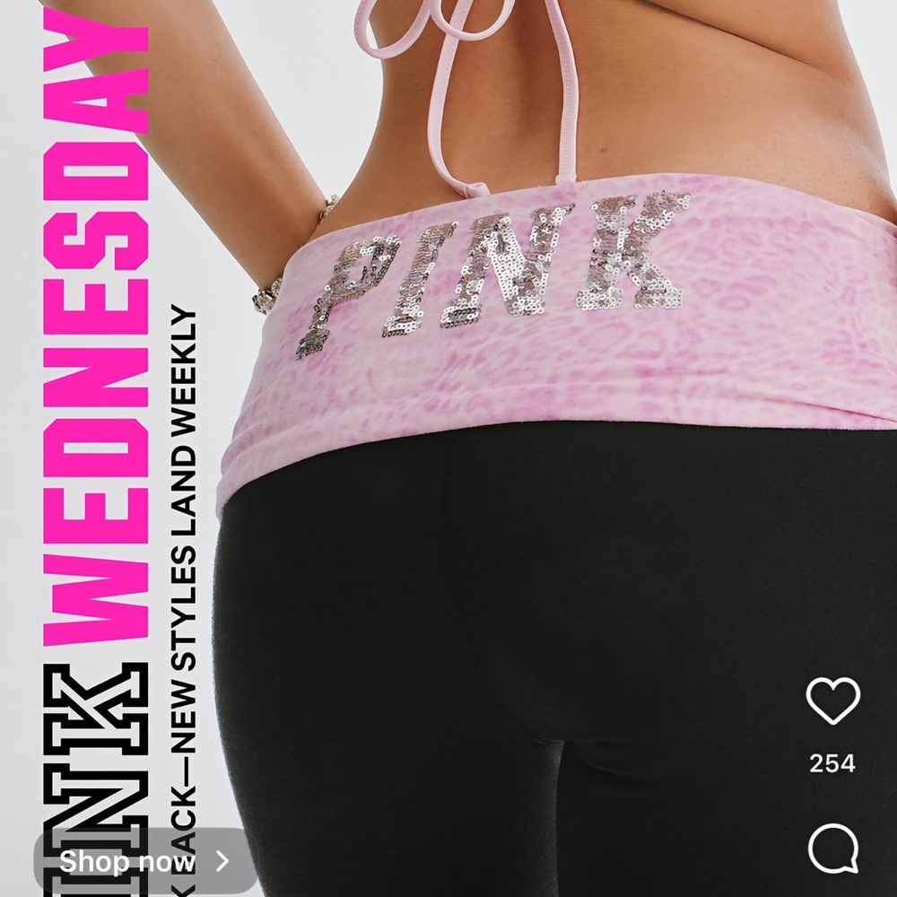 Victoria's Secret PINK Fold-Over Yoga Pants – Pink and Black